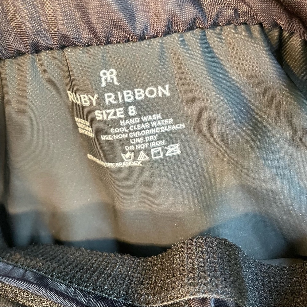 Ruby Ribbon Solid Black Ruffle Tankini Swim Top S… - image 2